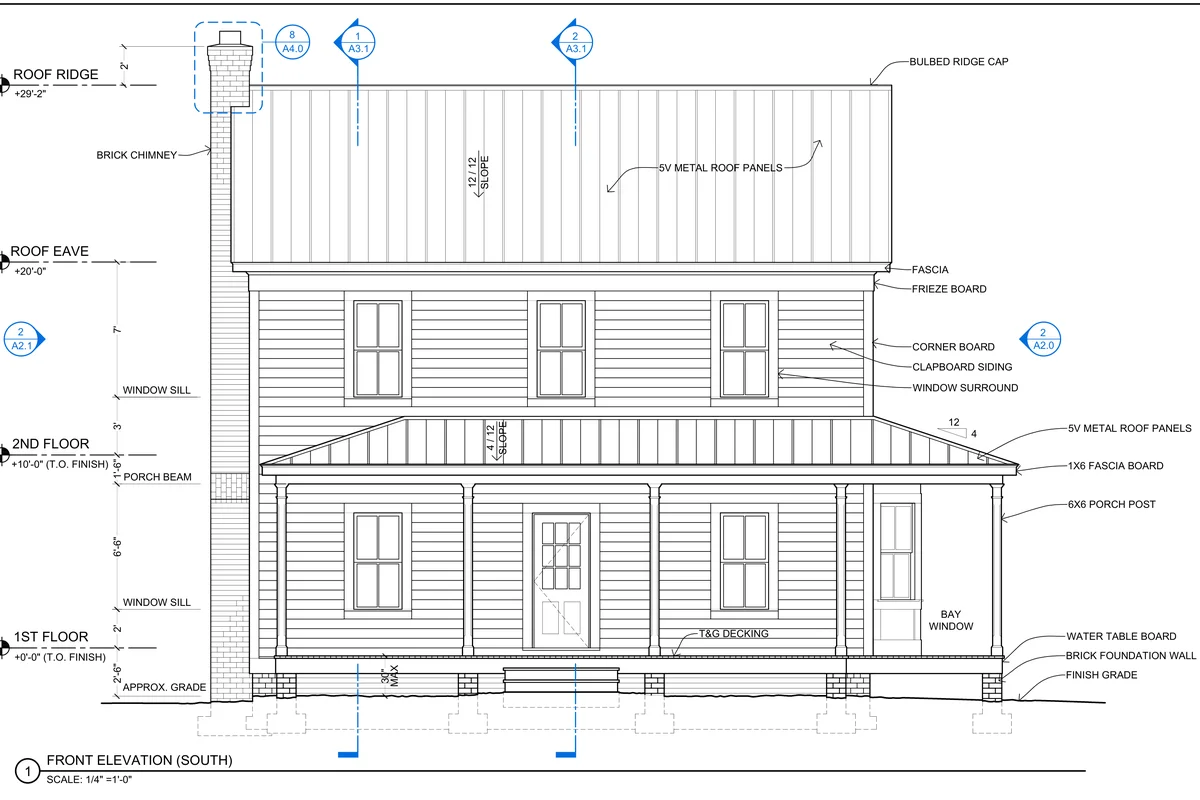A sheet of the farmhouse plans