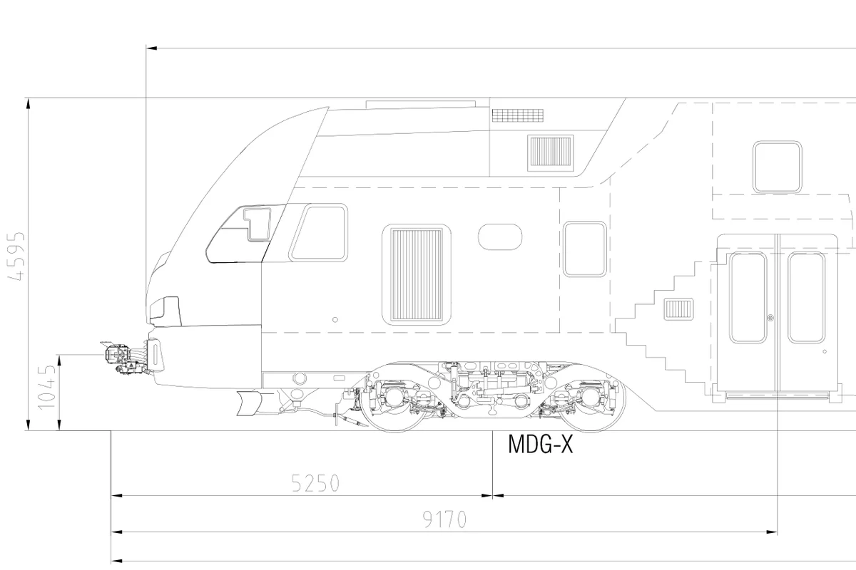 Stadler type drawing of the RABe 512 end car